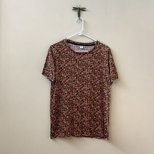 Old Navy Floral Short Sleeve velveteen blouse